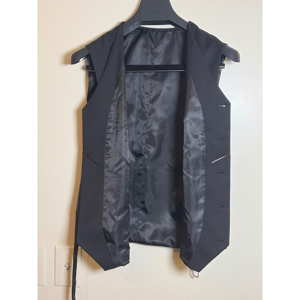 Cutter & Buck Mens Black 100% Wool Pinstripe Formal Suit Vest Waistcoat Size 42R